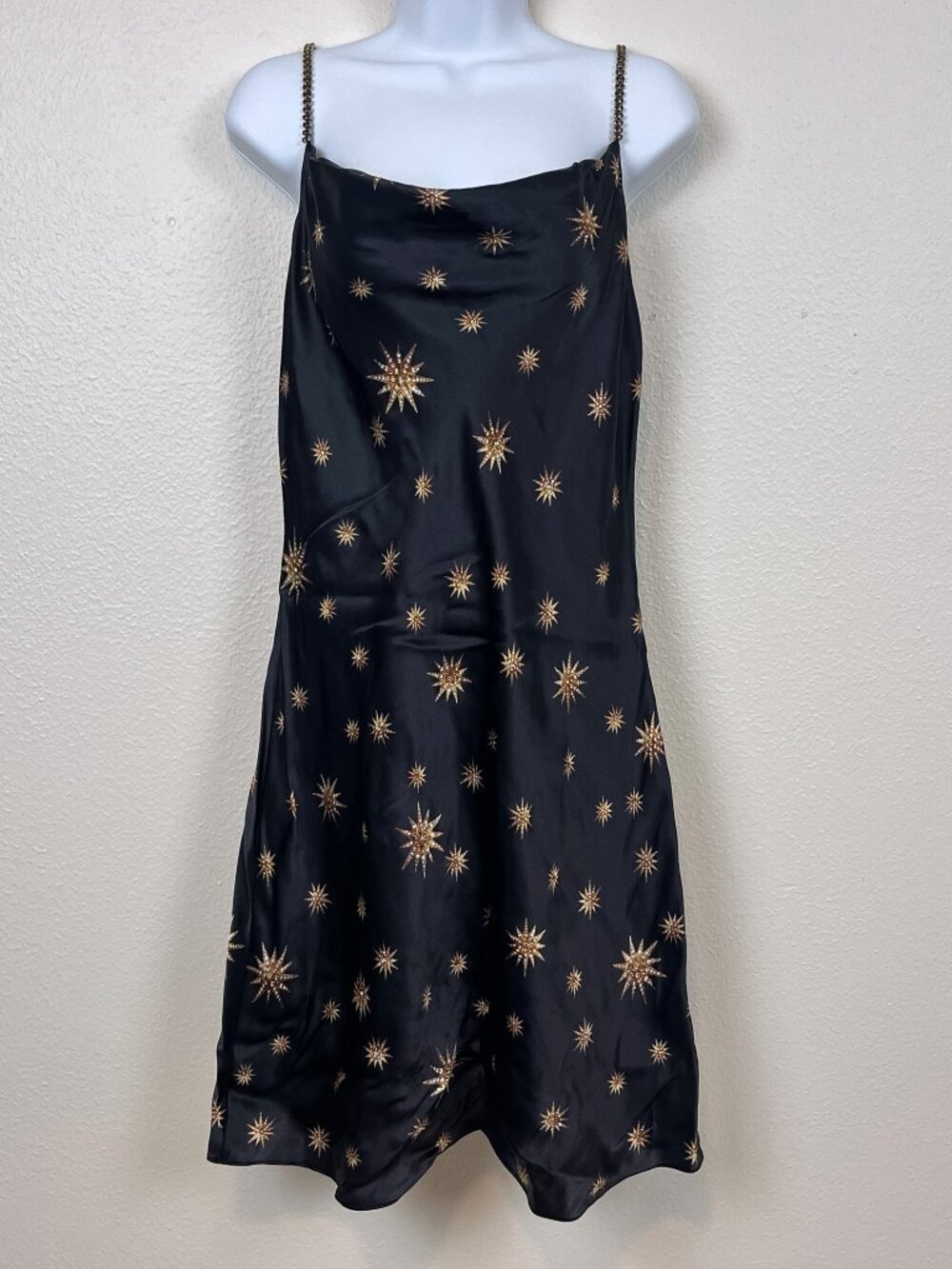 Camilla Short Bias Slip Womens M Black Bejeweled Silk "Soul of a Stargazer" NEW